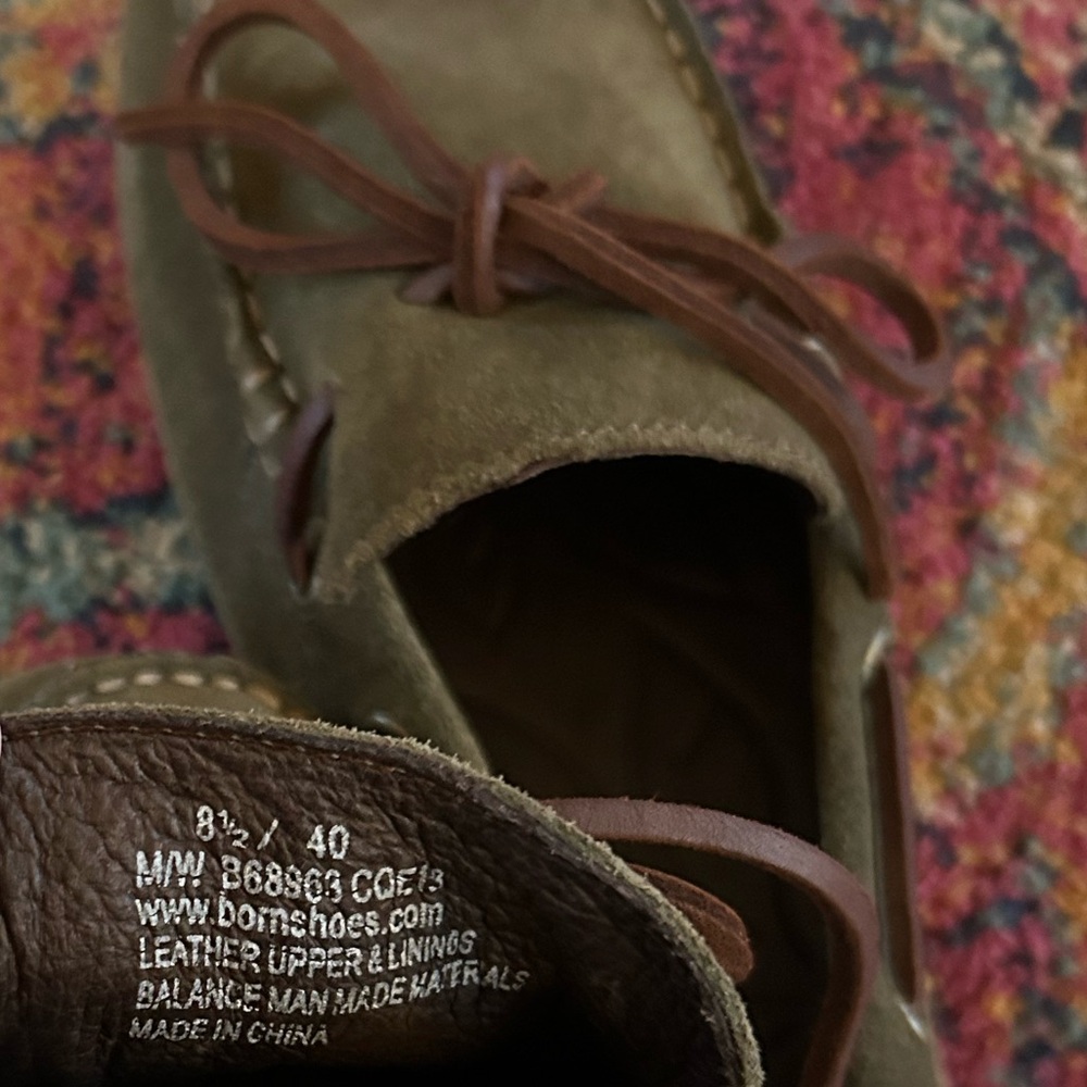 Born | Women’s Olive Green Suede Leather Slip On Driving Loafers Moccasins 8.5 - Picture 14 of 16
